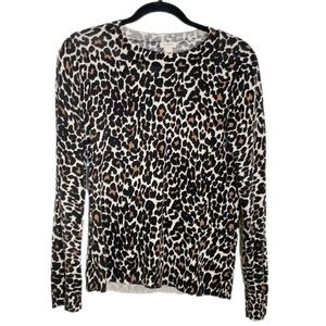 J. Crew Women’s Cotton Cheetah Pullover Sweater, Size Medium